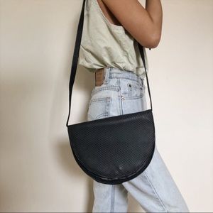 Vintage Leather Half Moon Circle Purse